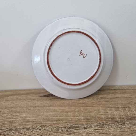 Portuguese Terracotta Plate Hand Painted Fruit Farmhouse Cottagecore Blue Orange - Picture 5 of 6